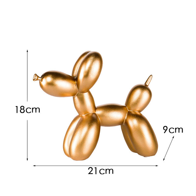 Gold Modern Resin Balloon Dog Sculpture - Playful Art Figurine with Golden Snout Accent.