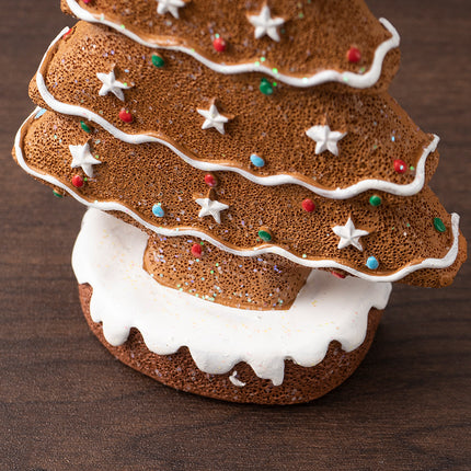 Yellow Charming Gingerbread Christmas Tree Figurine - Festive Resin Holiday Table Decor Ornament.