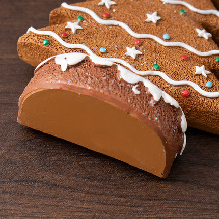 Yellow Charming Gingerbread Christmas Tree Figurine - Festive Resin Holiday Table Decor Ornament.