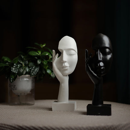 Gold Style 3 Elegant Abstract Face Sculpture - Modern Resin Art Figurine, Hand & Mask Home Decor Accent.