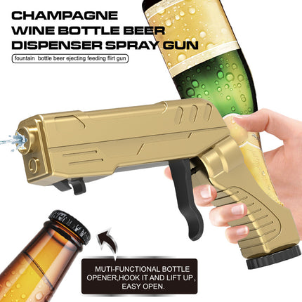 Gold Champagne & Beer Spray Gun - Ultimate Party Starter & Drink Dispenser with Bottle Opener.