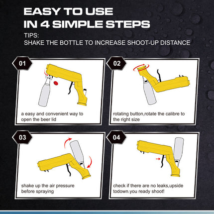 Gold Champagne & Beer Spray Gun - Ultimate Party Starter & Drink Dispenser with Bottle Opener.