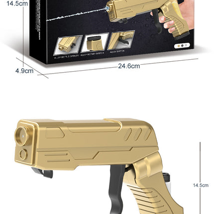 Gold Champagne & Beer Spray Gun - Ultimate Party Starter & Drink Dispenser with Bottle Opener.