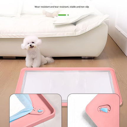 Black Reusable Silicone Pet Pee Pad Holder - Non-Slip Training Tray with Spill-Proof Edges for Dogs & Puppies(62cm x 42cm).