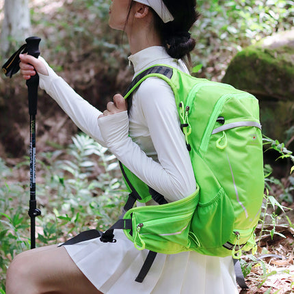Black Lightweight 16L Outdoor Cycling & Hiking Backpack - Water-Repellent Nylon Daypack with Reflective Strips.