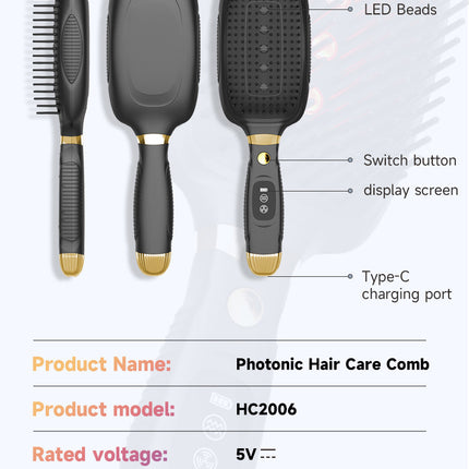 White Advanced 3-in-1 Scalp & Hair Care Massage Comb - Red Light Therapy, EMS Microcurrent & Vibration for Healthy Hair Growth.