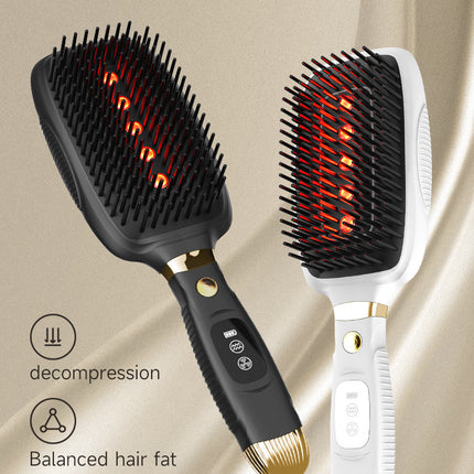 Black Advanced 3-in-1 Scalp & Hair Care Massage Comb - Red Light Therapy, EMS Microcurrent & Vibration for Healthy Hair Growth.