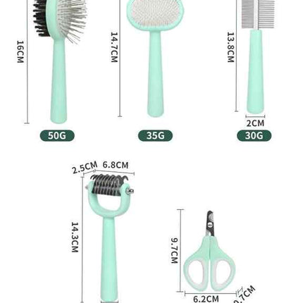 Green And Blue Complete 5-in-1 Pet Grooming Care Kit - Professional Deshedding Brushes, Combs & Nail Clippers Set for Dogs & Cats.