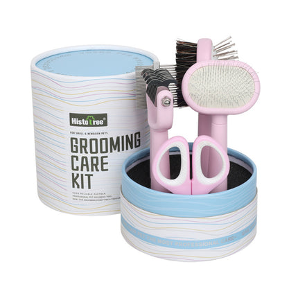 Pink And Blue Complete 5-in-1 Pet Grooming Care Kit - Professional Deshedding Brushes, Combs & Nail Clippers Set for Dogs & Cats.