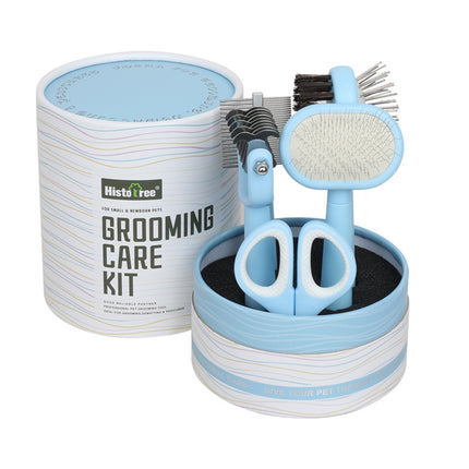 Blue Complete 5-in-1 Pet Grooming Care Kit - Professional Deshedding Brushes, Combs & Nail Clippers Set for Dogs & Cats.