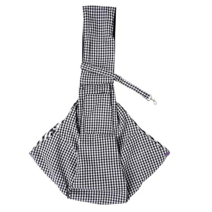 Black and White Checkered Comfortable Pet Sling Carrier for Small Dogs & Cats - Breathable Cotton Checkered Bag, Hands-Free, Safety Features.