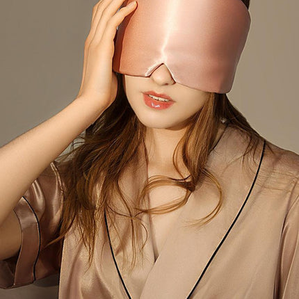 Black Luxury 19 Momme Mulberry Silk Sleep Mask - Total Blackout Comfort, Wide Design & Adjustable Strap.
