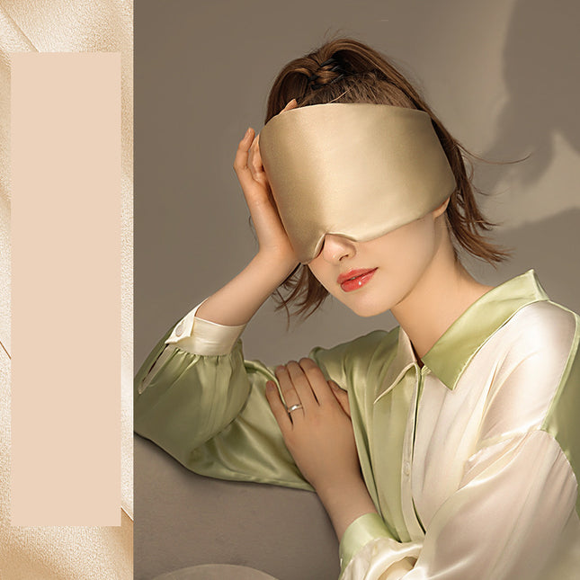 Champagne Luxury 19 Momme Mulberry Silk Sleep Mask - Total Blackout Comfort, Wide Design & Adjustable Strap.