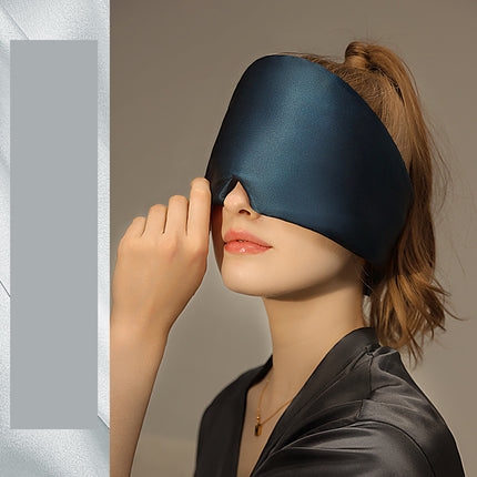Blue Luxury 19 Momme Mulberry Silk Sleep Mask - Total Blackout Comfort, Wide Design & Adjustable Strap.