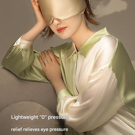 Blue Luxury 19 Momme Mulberry Silk Sleep Mask - Total Blackout Comfort, Wide Design & Adjustable Strap.