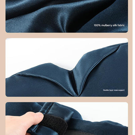 Blue Luxury 19 Momme Mulberry Silk Sleep Mask - Total Blackout Comfort, Wide Design & Adjustable Strap.