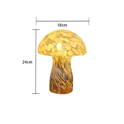 Brown Charming Retro Glass Mushroom Table Lamp - Vintage Nordic Style Bedside Light.