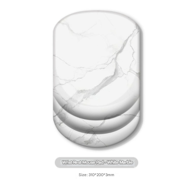 White Ergonomic Mouse Pad with 3D Silicone Gel Wrist Rest - Stylish Comfort & Support for Office & Home.