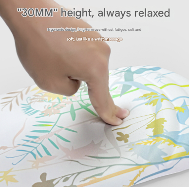 Blue Pattern Ergonomic Mouse Pad with 3D Silicone Gel Wrist Rest - Stylish Comfort & Support for Office & Home.