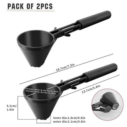Black 2-Pack No-Spill Sliding Scoop & Funnel - Mess-Free for Protein Powder, Coffee, Formula.