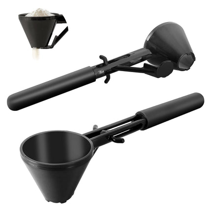 Black 2-Pack No-Spill Sliding Scoop & Funnel - Mess-Free for Protein Powder, Coffee, Formula.