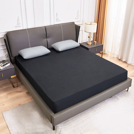 Dark Grey Queen Size Waterproof Fitted Mattress Protector - Soft & Breathable Bed Cover, Hypoallergenic, Deep Pocket (152x190x30cm).