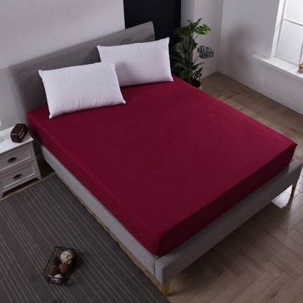 Claret Red Queen Size Waterproof Fitted Mattress Protector - Soft & Breathable Bed Cover, Hypoallergenic, Deep Pocket (152x190x30cm).