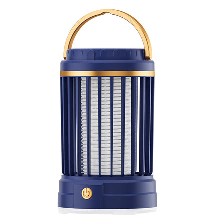 Dark Blue Portable 3-in-1 Electric Mosquito Zapper Lamp - UV Bug Killer, Warm Night Light & Bright Lantern, USB Plug-in use.