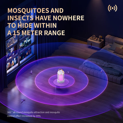 USB Rechargeable Black Portable 3-in-1 Electric Mosquito Zapper Lamp - UV Bug Killer, Warm Night Light & Bright Lantern.