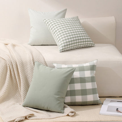 Green Solid Color Set of 2 Decorative Cushion Covers - 45x45cm, Soft Polyester (Inserts Not Included).