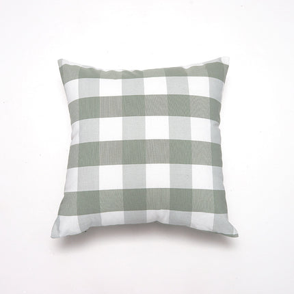 Green Big Plaid Pattern Set of 2 Decorative Cushion Covers - 45x45cm, Soft Polyester (Inserts Not Included).