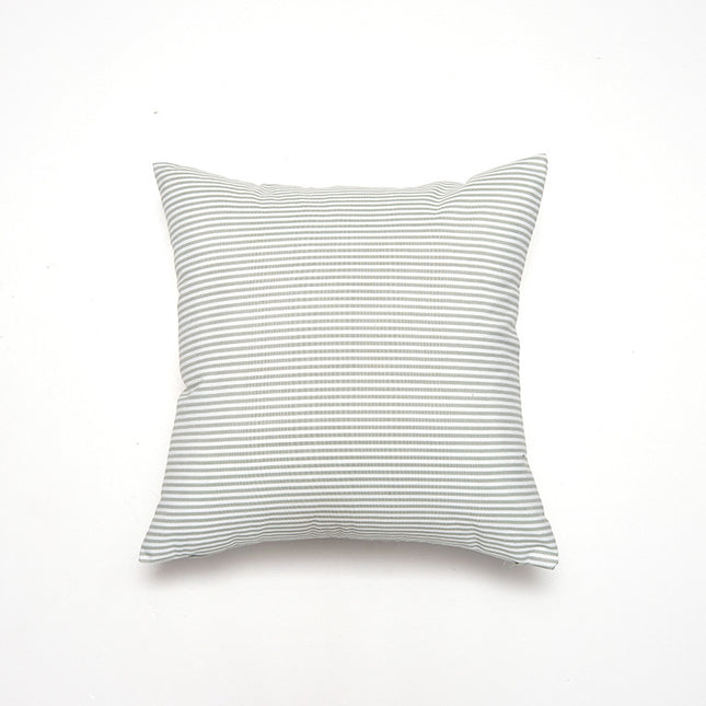 Green Pinstripe Pattern Set of 2 Decorative Cushion Covers - 45x45cm, Soft Polyester (Inserts Not Included).