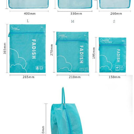 Grey 7-Piece Travel Packing Cubes & Organizer Set - Lightweight Luggage Storage Bags for Clothes, Shoes & Toiletries.