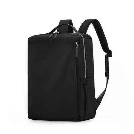 Black Slim Minimalist Laptop Backpack - Shockproof & Anti-Theft Design, Travel-Friendly with Luggage Strap, Water-Resistant.