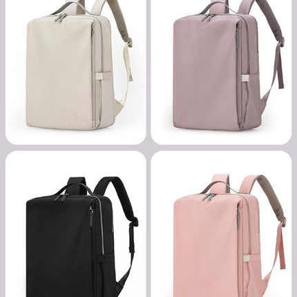 Black Slim Minimalist Laptop Backpack - Shockproof & Anti-Theft Design, Travel-Friendly with Luggage Strap, Water-Resistant.