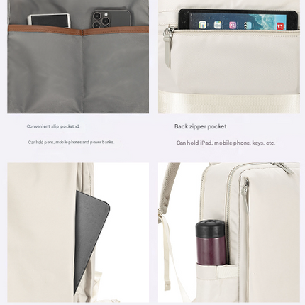 Black Slim Minimalist Laptop Backpack - Shockproof & Anti-Theft Design, Travel-Friendly with Luggage Strap, Water-Resistant.