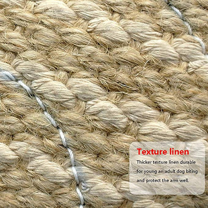 Blue and Khaki Heavy Duty Jute Dog Bite Pillow - Professional Training Tug Toy with 3 Handles for Schutzhund, K9, Agility & Bite Work.