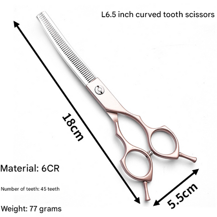 Rose Gold and Silver Professional 6.5 Inch Pet Grooming Thinning Shears - 45-Tooth Stainless Steel Texturizing Scissors for Dogs & Cats.