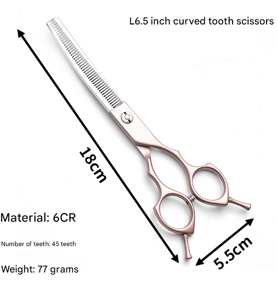Rose Gold and Silver Professional 6.5 Inch Pet Grooming Thinning Shears - 45-Tooth Stainless Steel Texturizing Scissors for Dogs & Cats.