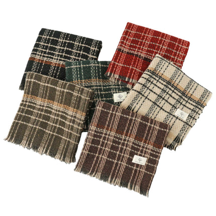 Black Chic Plaid Winter Scarf - Large Soft Polyester Shawl Wrap with Tassels, Korean Inspired Fashion.