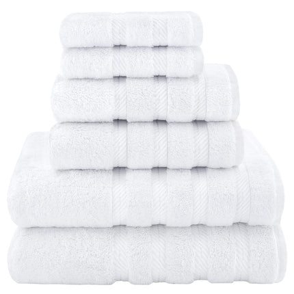 White Luxury 6-Piece Combed Cotton Towel Bale Set - Ultra Soft & Absorbent Bath, Hand, Face Towels.