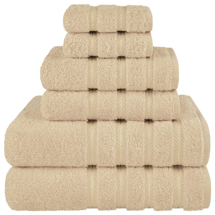 Khaki Luxury 6-Piece Combed Cotton Towel Bale Set - Ultra Soft & Absorbent Bath, Hand, Face Towels.