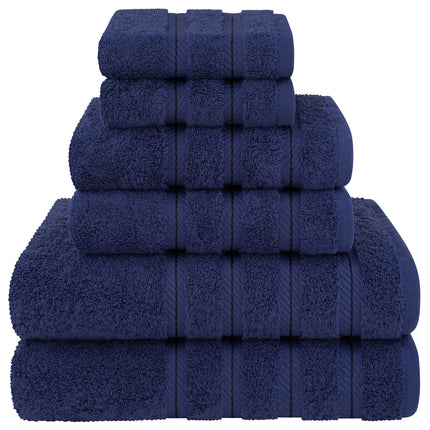 Dark Blue Luxury 6-Piece Combed Cotton Towel Bale Set - Ultra Soft & Absorbent Bath, Hand, Face Towels.