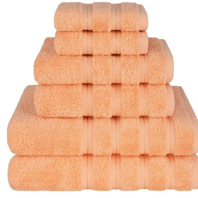 Orange Luxury 6-Piece Combed Cotton Towel Bale Set - Ultra Soft & Absorbent Bath, Hand, Face Towels.