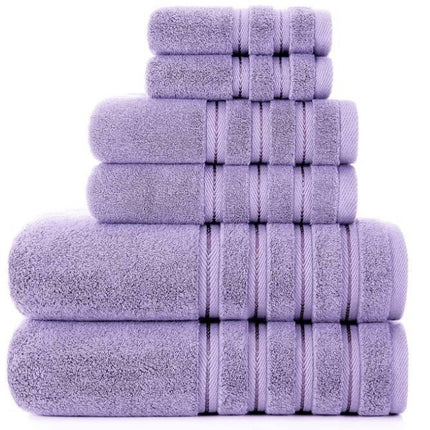 Purple Luxury 6-Piece Combed Cotton Towel Bale Set - Ultra Soft & Absorbent Bath, Hand, Face Towels.