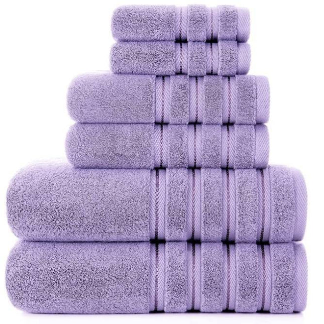 Purple Luxury 6-Piece Combed Cotton Towel Bale Set - Ultra Soft & Absorbent Bath, Hand, Face Towels.