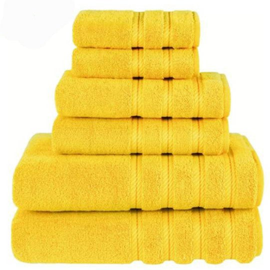 Yellow Luxury 6-Piece Combed Cotton Towel Bale Set - Ultra Soft & Absorbent Bath, Hand, Face Towels.