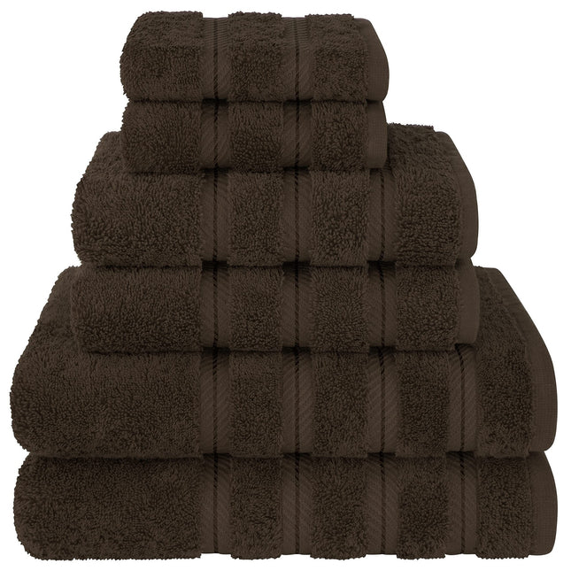 Coffee Luxury 6-Piece Combed Cotton Towel Bale Set - Ultra Soft & Absorbent Bath, Hand, Face Towels.