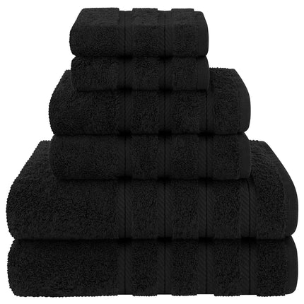 Black Luxury 6-Piece Combed Cotton Towel Bale Set - Ultra Soft & Absorbent Bath, Hand, Face Towels.