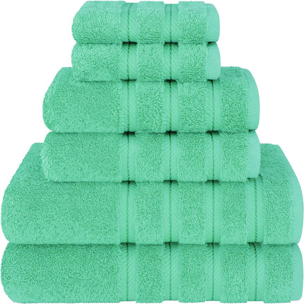 Green Luxury 6-Piece Combed Cotton Towel Bale Set - Ultra Soft & Absorbent Bath, Hand, Face Towels.
